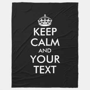 Custom funny keep calm large black fleece blanket