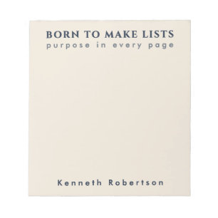 Custom Funny List Lover Cream Blue Minimalist Men Notepad