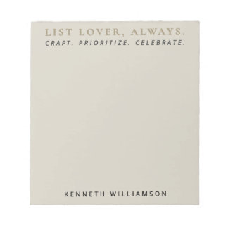 Custom Funny List Lover Sand Gold Minimalist Men Notepad