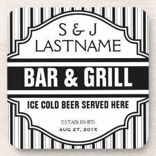 Custom Funny Married Couple Bar  Grille Sign Coaster