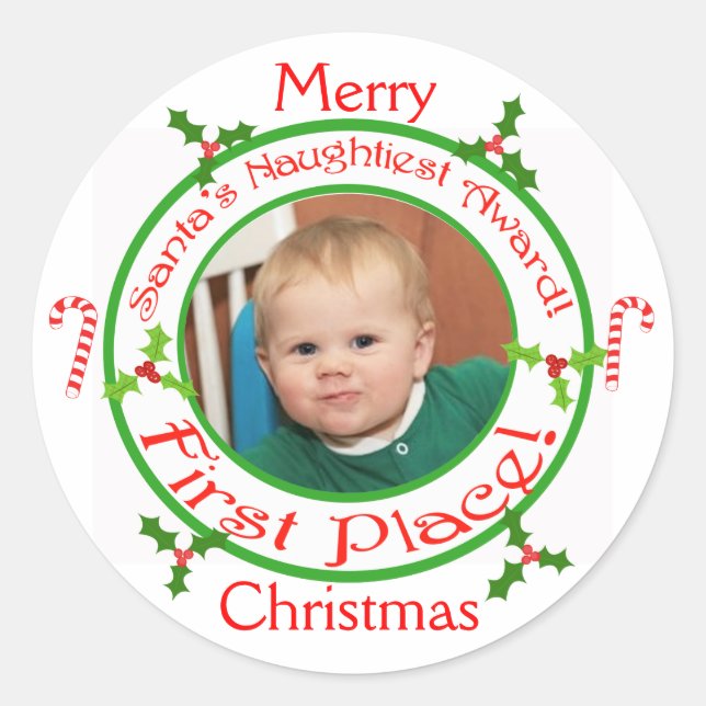 Custom Funny Merry Christmas Ornament Stickers (Front)