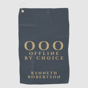 Custom Funny Minimalist OOO Navy Blue Gold Men Golf Towel