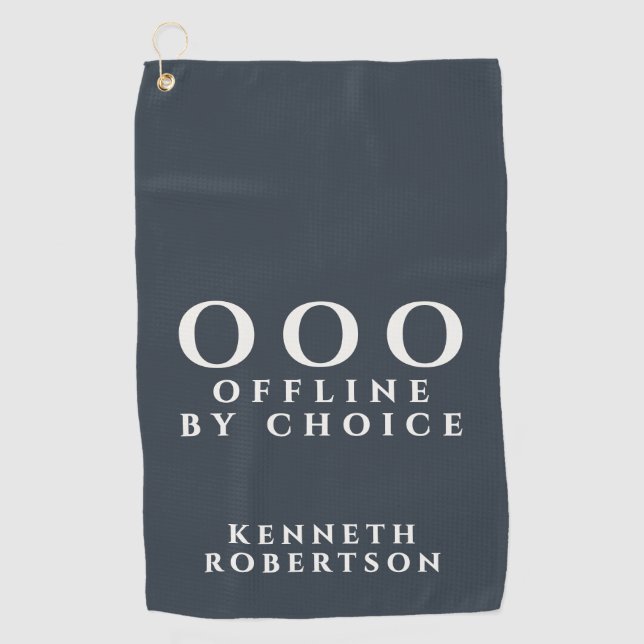 Custom Funny Minimalist OOO Navy Blue White Men Golf Towel (Front)