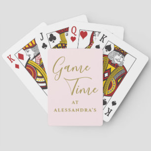 Custom Funny Minimalist Pastel Pink Game Time Playing Cards