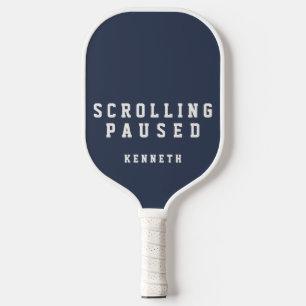 Custom Funny Minimalist Retro Navy Blue White Men Pickleball Paddle