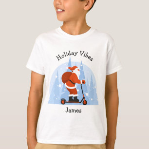 Custom Funny Modern Santa Christmas Holiday T-Shirt