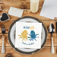 Custom Funny Navy and Gold Ocean Octopus Wedding