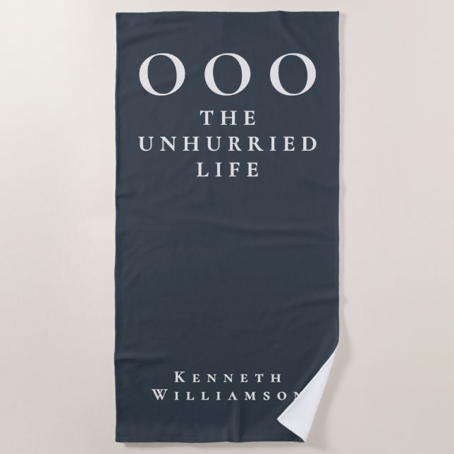 Custom Funny Navy Blue White OOO Minimalist Men  Beach Towel (Front)