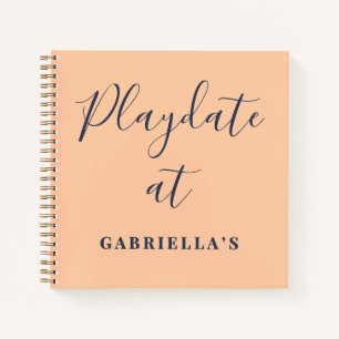 Custom Funny Peach Navy Playdate Score Tracker Notebook