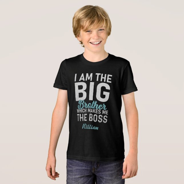 Custom Funny Quote I am the Big-Brother Black Tri-Blend Shirt (Front Full)