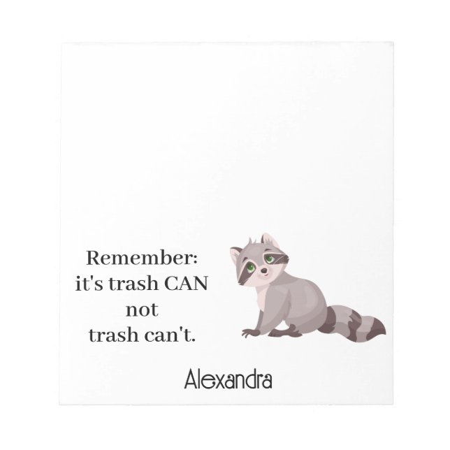 Custom Funny Racoon Animal Memopad Novelty Office Notepad (Front)