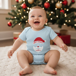 Custom Funny Santa's Favourite Family Name Baby Bodysuit