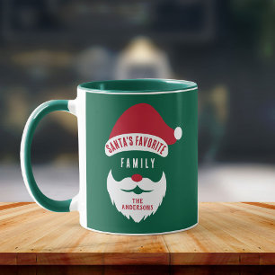Custom Funny Santa's Favourite Family Name Mug