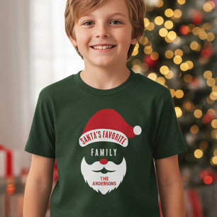 Custom Funny Santa's Favourite Family Name T-Shirt