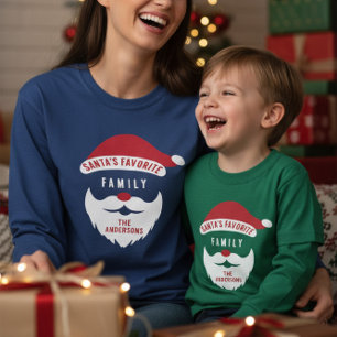 Custom Funny Santa's Favourite Family Name Tri-Blend Shirt