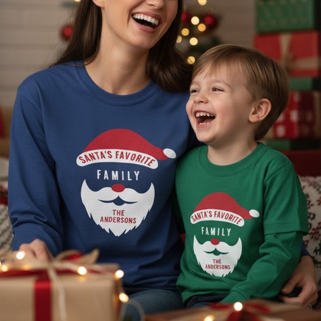 Custom Funny Santa's Favourite Family Name Tri-Blend Shirt (Creator Uploaded)