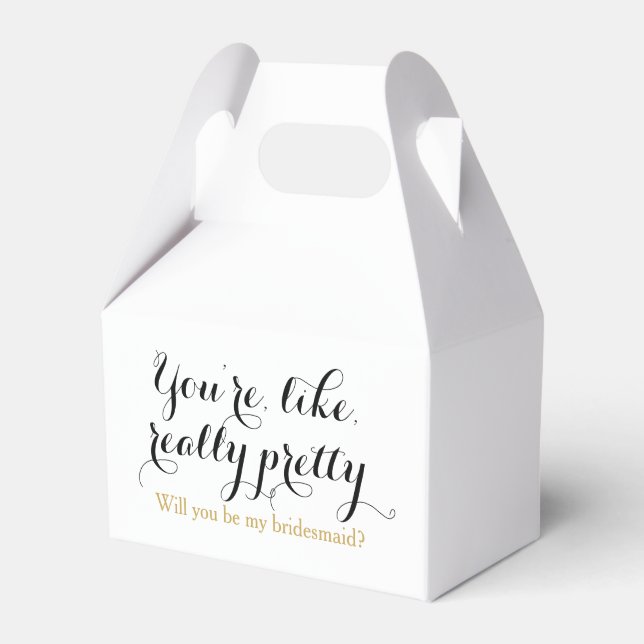 Custom funny will you be my bridesmaid wedding favour box (Front Side)