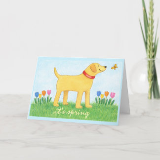Custom Funny Yellow Dog Spring Greeting Card