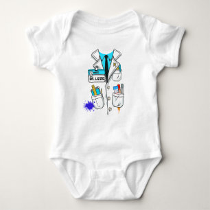 Custom Future Baby Lab Scientist Name Tag Lab Coat Baby Bodysuit