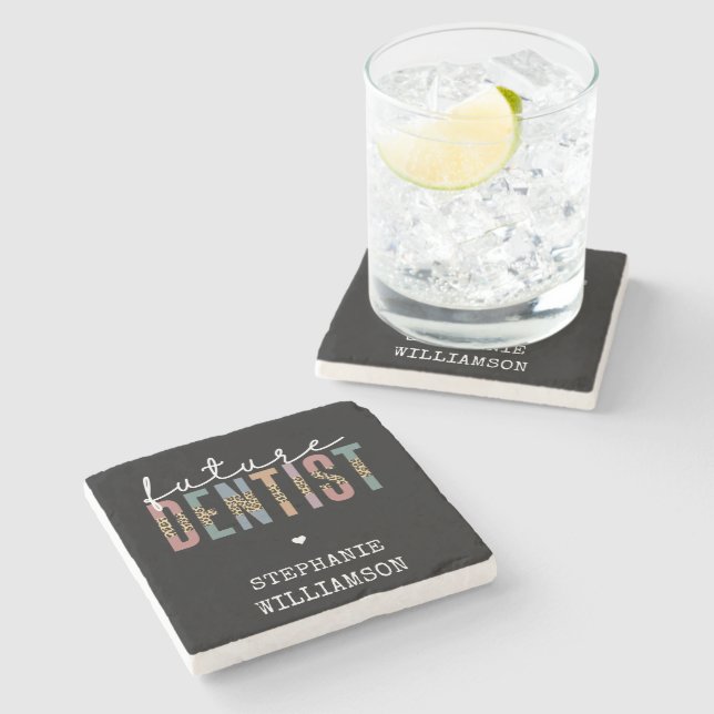 Custom Future Dentist Dental Student Gifts Stone Coaster (Side)