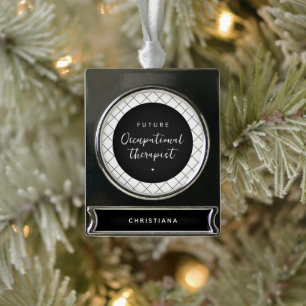 Custom Future OT Occupational Therapist Elegant Silver Plated Banner Ornament