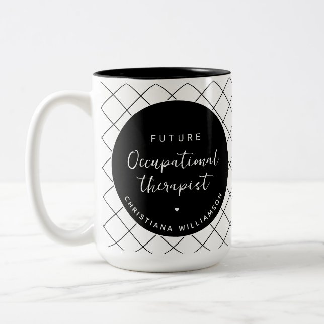 Custom Future OT Occupational Therapist Elegant Two-Tone Coffee Mug (Left)