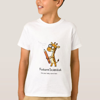 Custom Future Scientist Cute Giraffe Kids T-Shirt