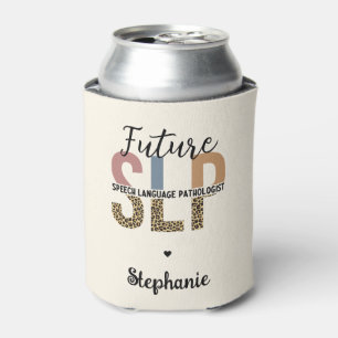 Custom Future SLP Speech Pathologist Leopard Print Can Cooler