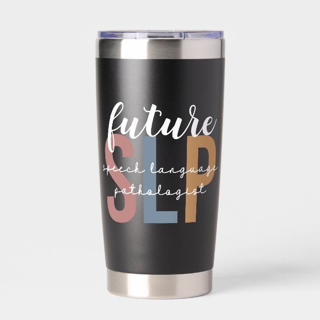 Custom Future SLP Speech Pathologist Leopard Print Insulated Tumbler (Front)