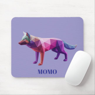 Custom futuristic geometric wolf Gradient fine art Mouse Pad