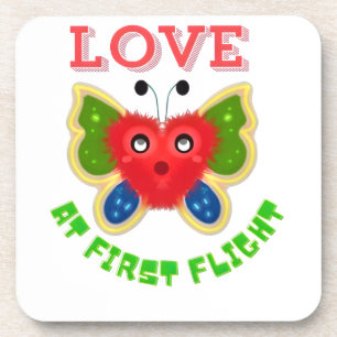Custom Fuzzy Heart Butterfly Gift Coaster
