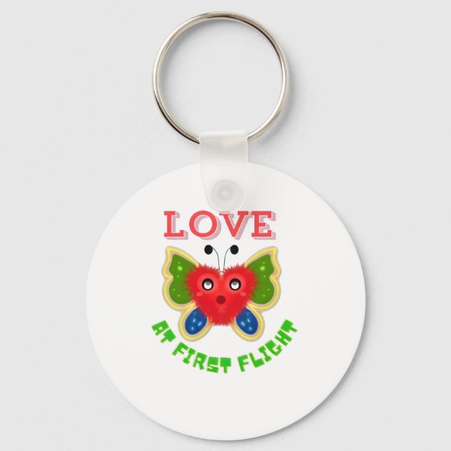 Custom Fuzzy Heart Butterfly Gift Key Ring (Front)