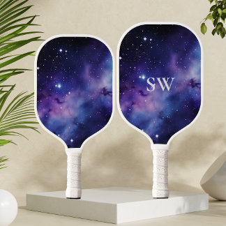 Custom Galaxy Initials Cosmic Design Pickleball Paddle