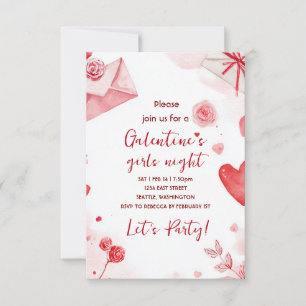 Custom Galentines Love Pattern Party Invitation