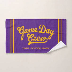 Custom Game Day Crew Team Spirit Purple Gold Sport Hand Towel
