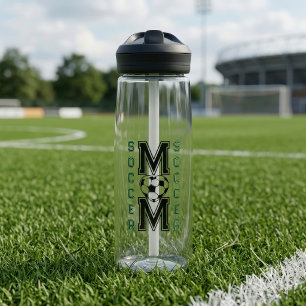 Custom Game Day Ready Soccer Mum Green Athletic Water Bottle