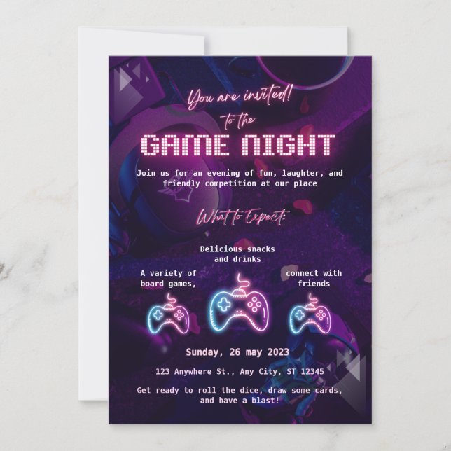 Custom Game Night Invitation (Front)