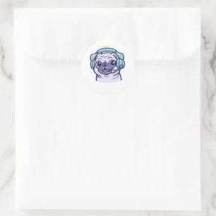 Custom Gamer Pug Dog Gaming Headset Vinyl Sticker