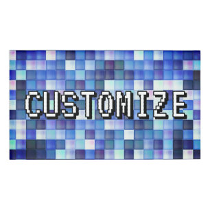 Custom Gamertag Blue 8-Bit Pixel Square Pattern Name Tag