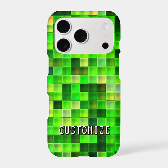 Custom Gamertag Green 8-Bit Pixel Square Pattern (Back)
