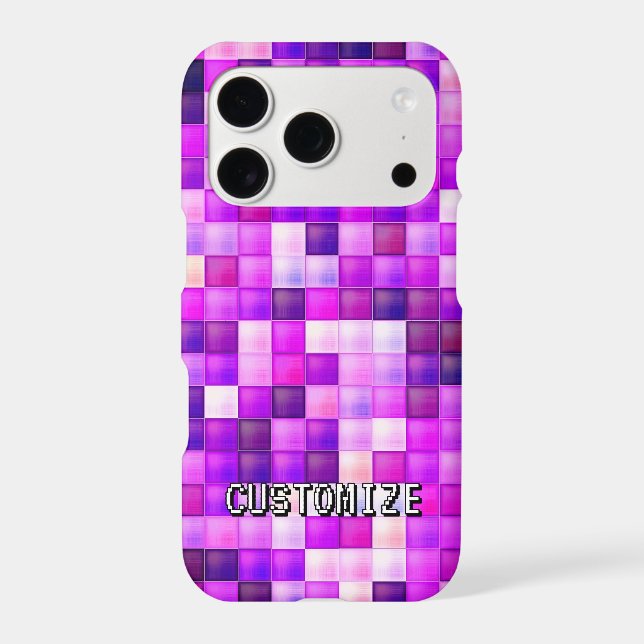 Custom Gamertag Pink 8-Bit Pixel Square Pattern (Back)