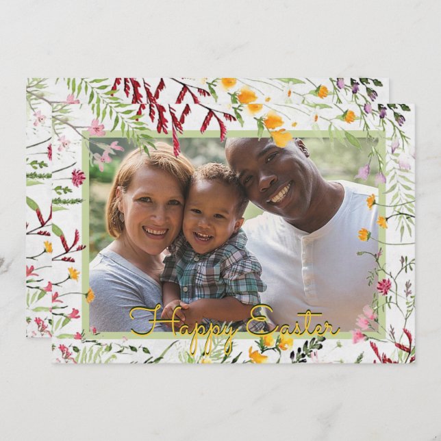Custom Garden floral photo Easter Holiday Card (Front/Back)