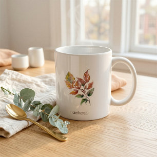 Custom Gathered Watercolor Harvest Leaf Mug