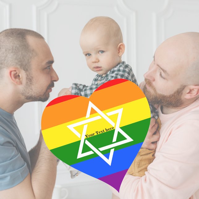 Custom Gay Rainbow Flag Jewish Star of David  Heart Sticker (Creator Uploaded)