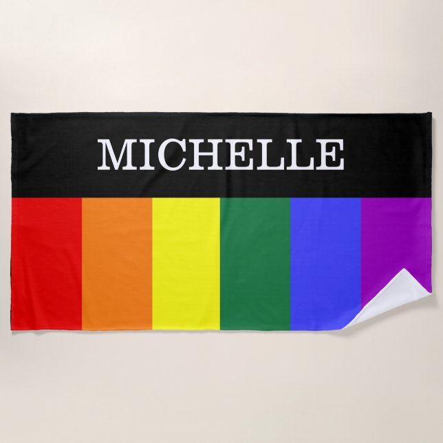 Custom Gay Rainbow Pride Beach Tool Beach Towel (Front)