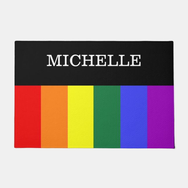 Custom Gay Rainbow Pride Carpet Doormat (Front)