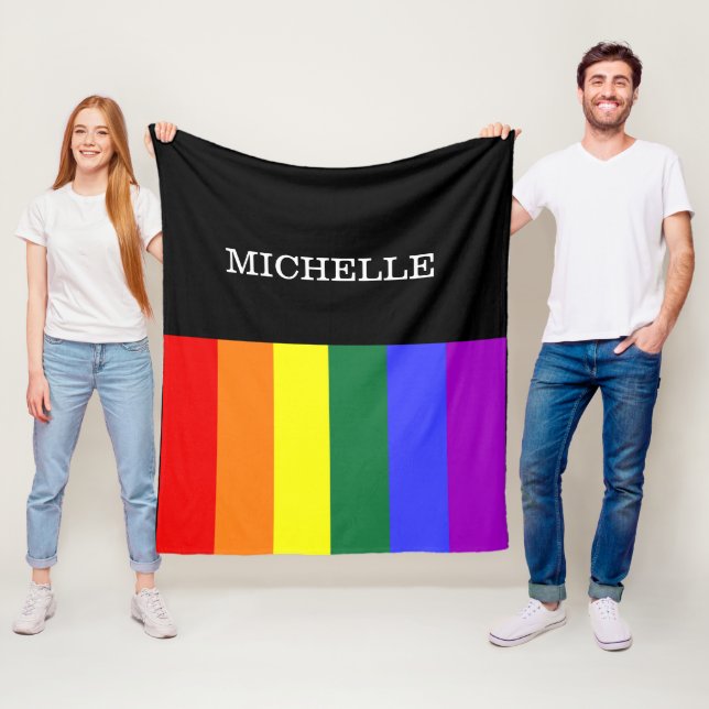 Custom Gay Rainbow Pride M Wool Cover Fleece Blanket (In Situ)