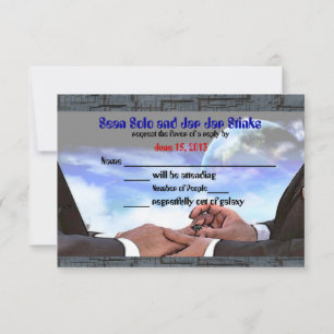 Custom Gay Sci Fi Commitment Ceremony RSVP Card
