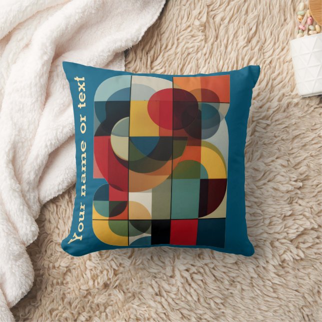Custom Geometric Abstract Art Throw Cushion (Blanket)