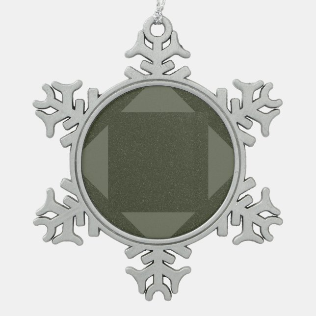 Custom Geometric Moss Green Snowflake Ornament (Front)